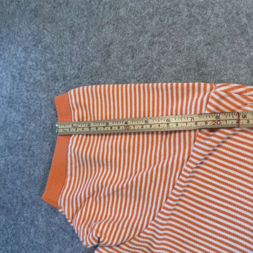 Polo Ralph Lauren Striped Polo Shirt Large Orange White 100% Cotton Short Sleeve